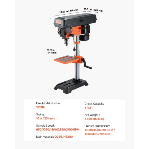 10'' 5-Speed Cast Iron Benchtop Drill Press H127798