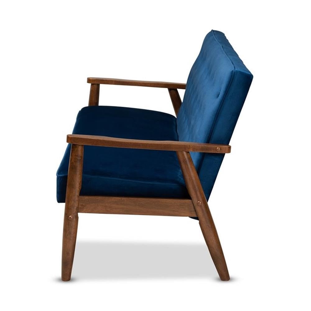 Navy Blue Velvet Upholstered 3-Seater Sofa K211