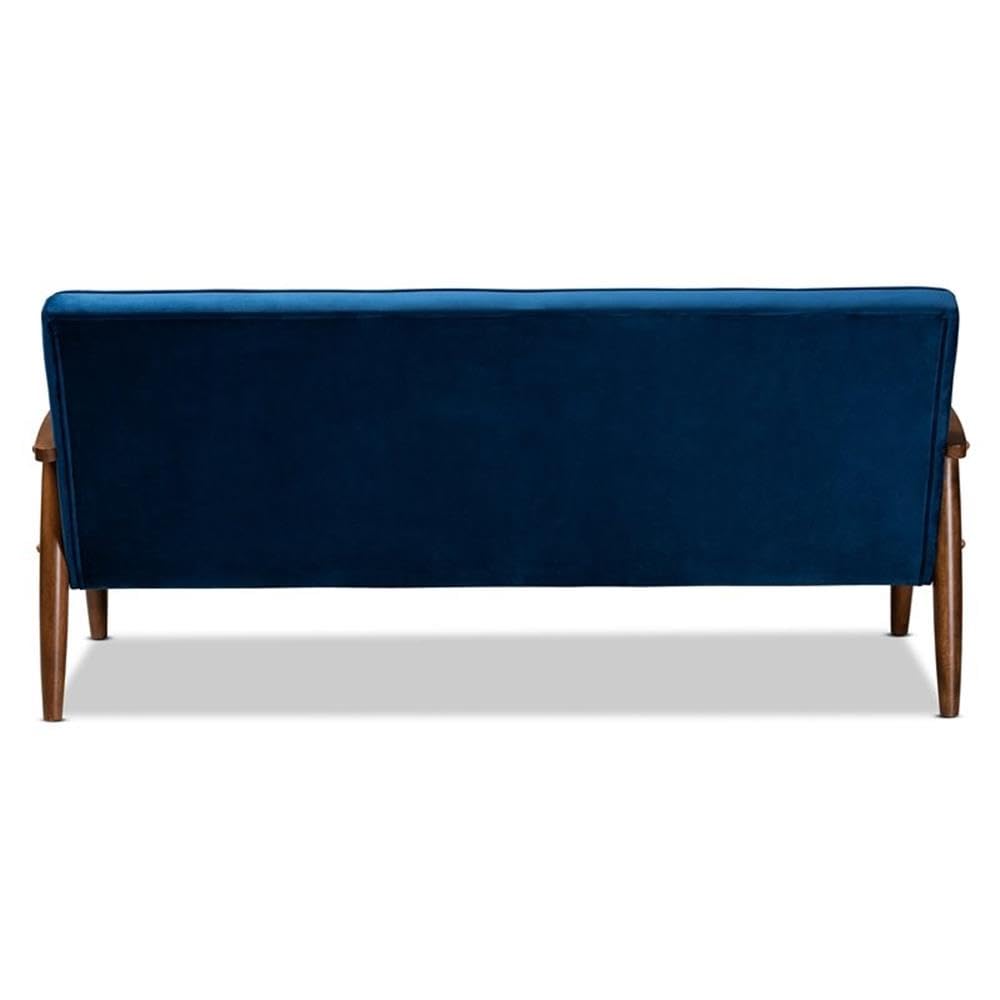 Navy Blue Velvet Upholstered 3-Seater Sofa K211