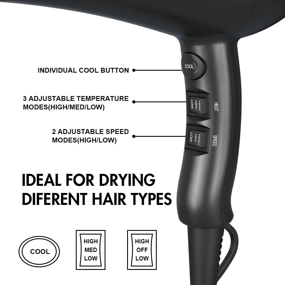 1875W Far Infrared Hair Dryer Black V22955