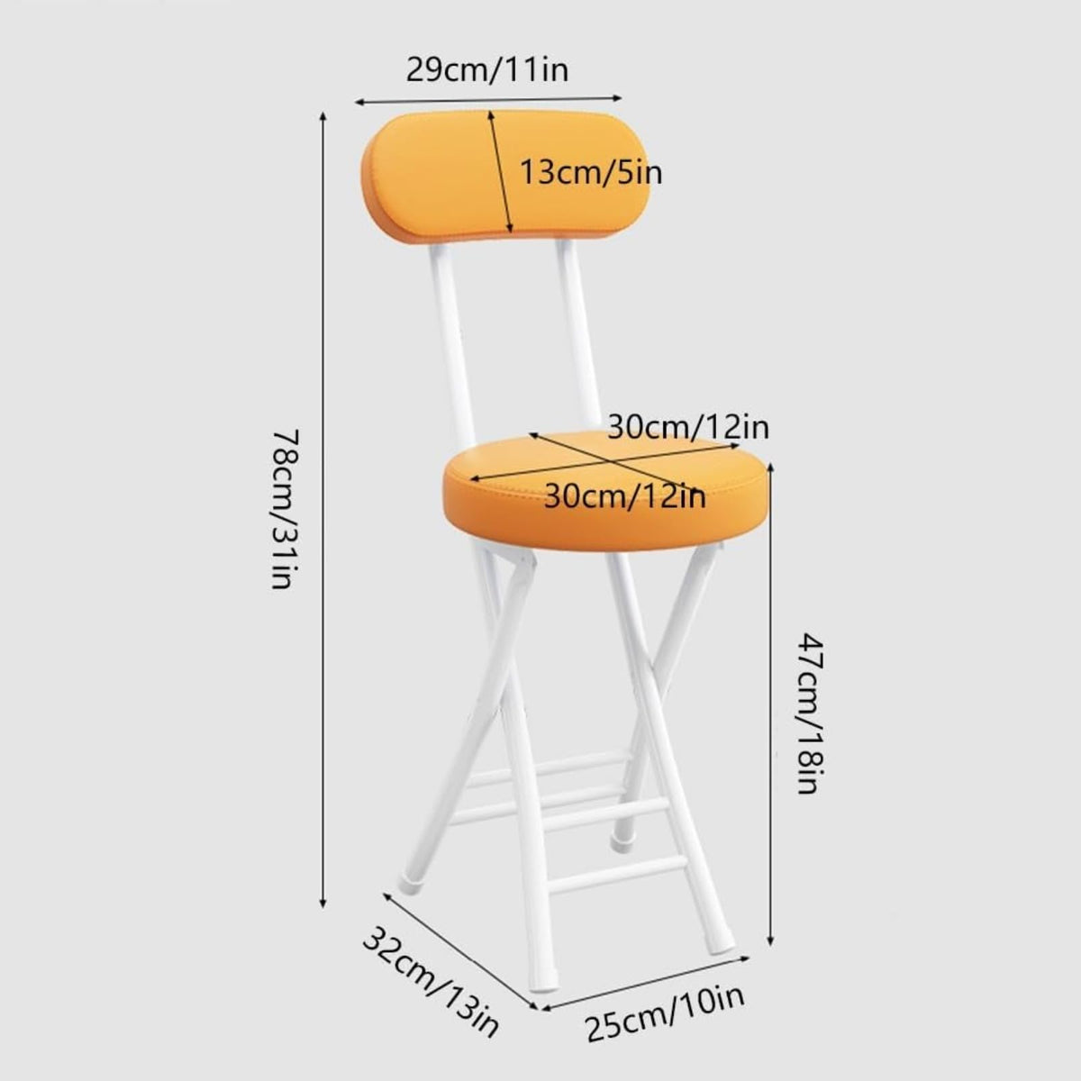 Black Cushioned Folding Stool with Backrest J723