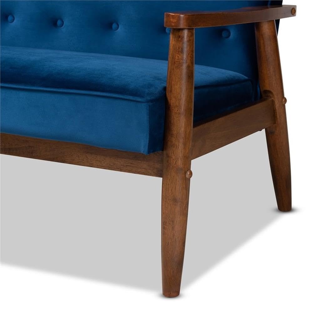 Navy Blue Velvet Upholstered 3-Seater Sofa K211