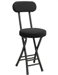 Black Cushioned Folding Stool with Backrest J723