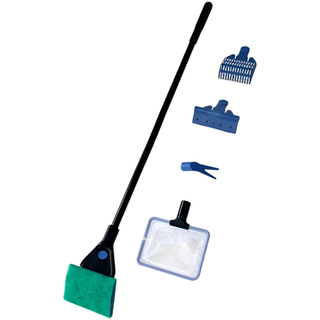 5 in 1 Aquarium Cleaning Kit with Algae Scraper Gravel Rake Fish Net and Brush A549078