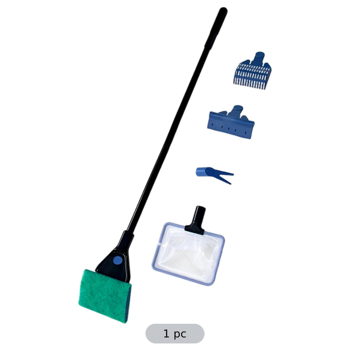 5 in 1 Aquarium Cleaning Kit with Algae Scraper Gravel Rake Fish Net and Brush A549078