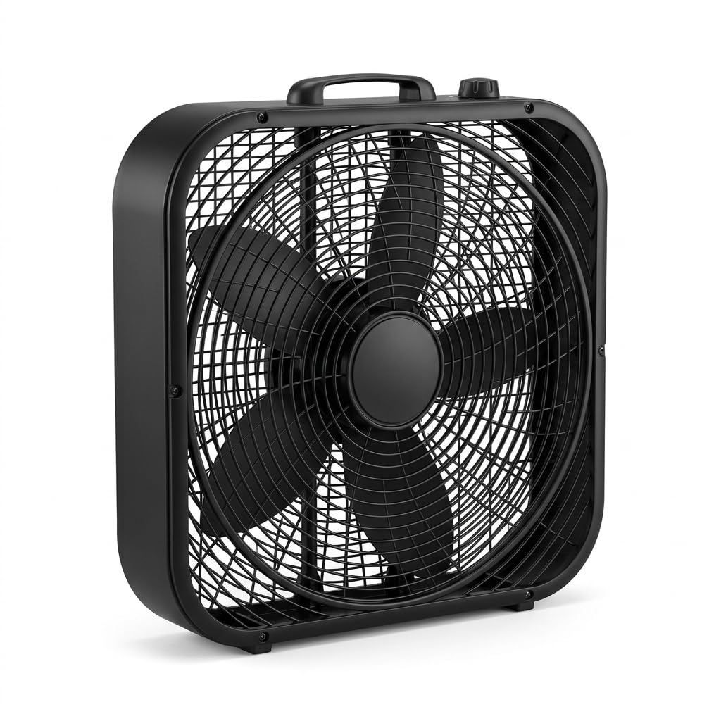 20 Inch 3 Speeds Black Box Fan with Steel Frame Q103