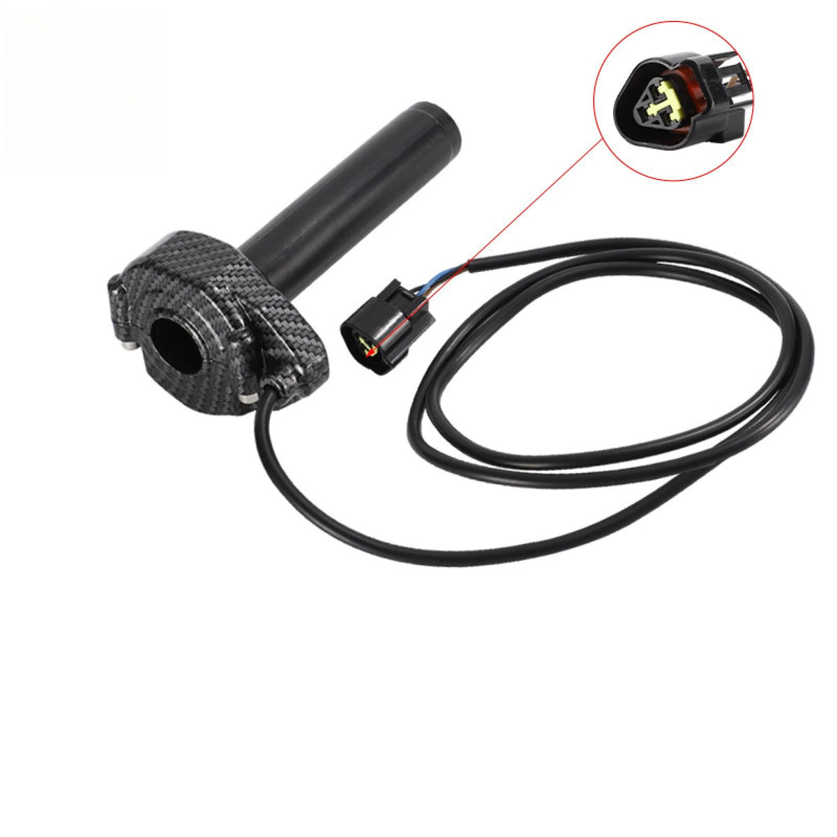 Electric Dirt Bike Twist Throttle Metal Housing Ribbed Grip 3 Pin Sealed Connector S12749