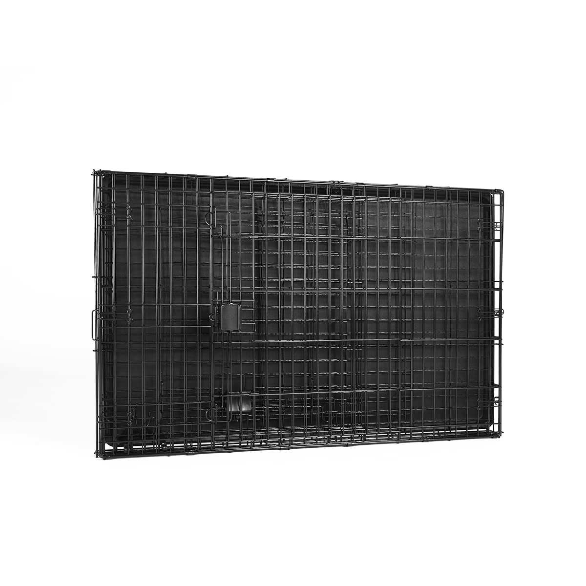 Portable Metal Wire Dog Crate, Double Door with Removable Tray, Black T856
