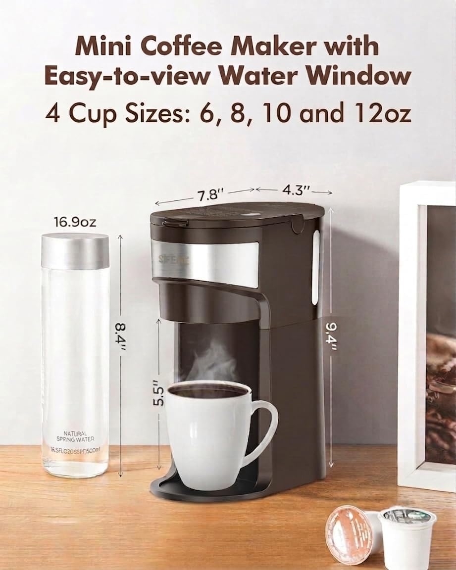 Single Serve Coffee Maker, K-Cup & Ground, Mini, BPA Free, Black M37576