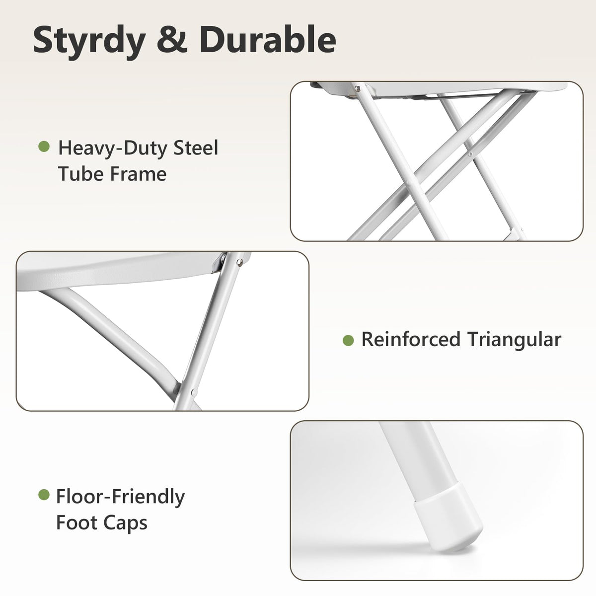White 10 Pack Plastic Folding Chairs with Metal Frame D387317