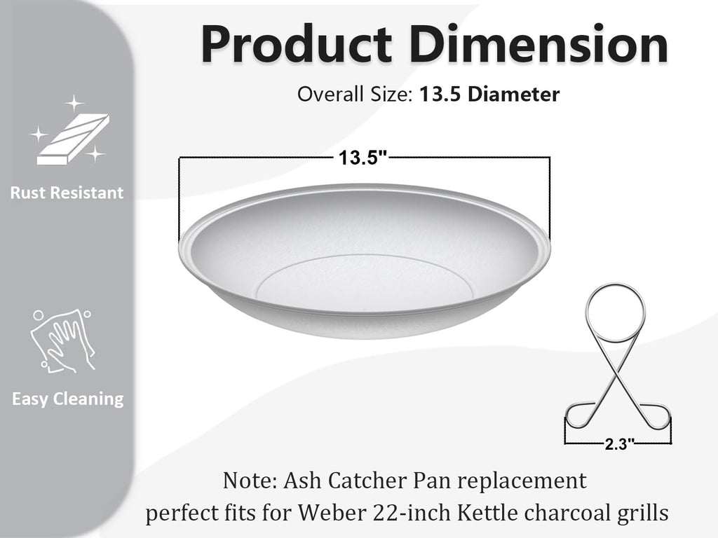 Silver Ash Catcher Pan for 22-inch Kettle Charcoal Grills B4217