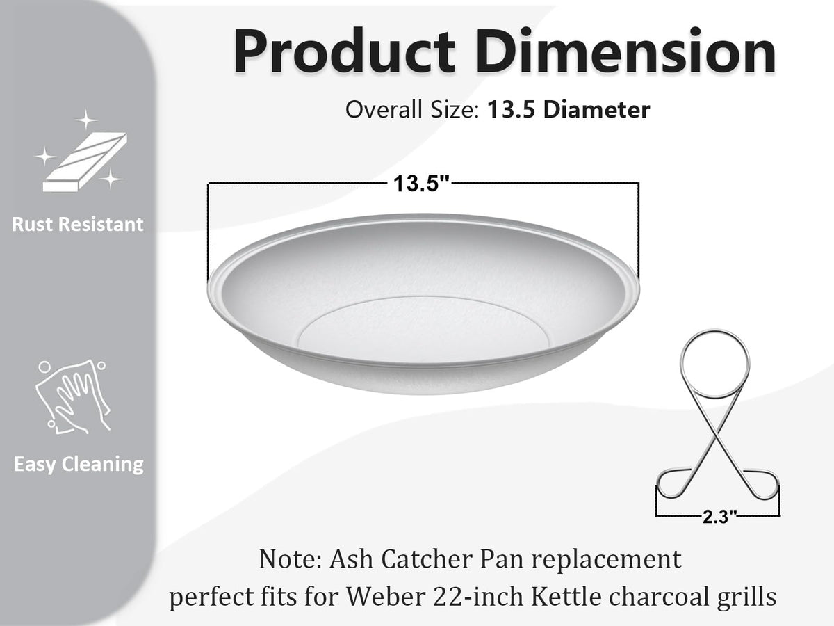 Silver Ash Catcher Pan for 22-inch Kettle Charcoal Grills B4217