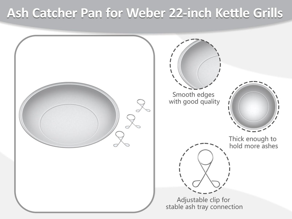 Silver Ash Catcher Pan for 22-inch Kettle Charcoal Grills B4217