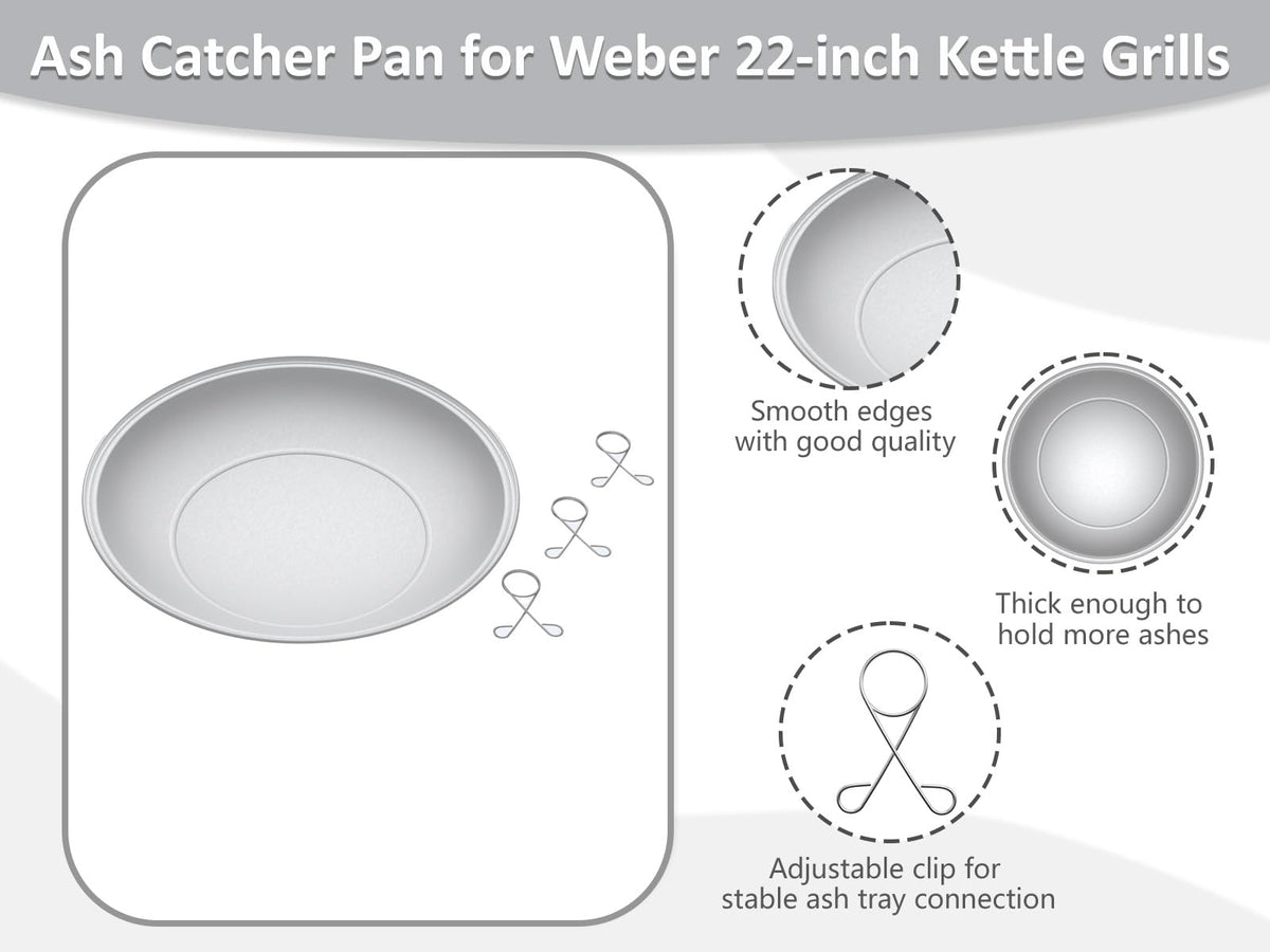 Silver Ash Catcher Pan for 22-inch Kettle Charcoal Grills B4217