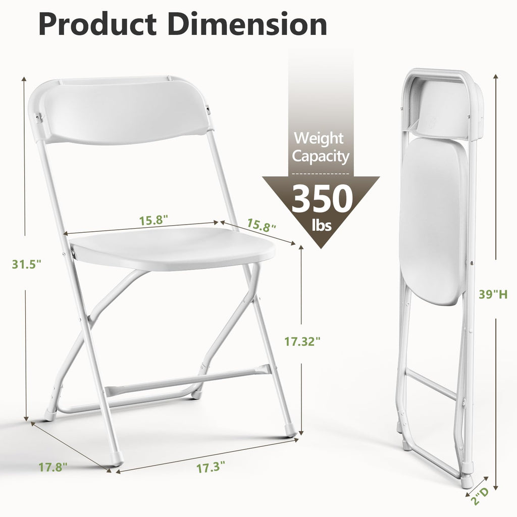 White 10 Pack Plastic Folding Chairs with Metal Frame D387317