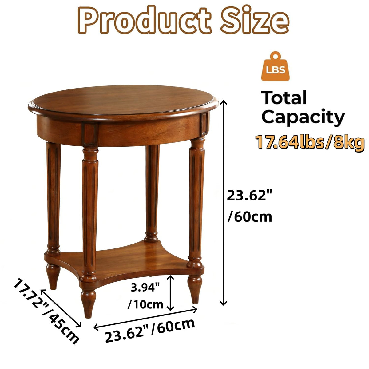 Oval Cherry Finish Wood End Table with Storage Shelf E9162