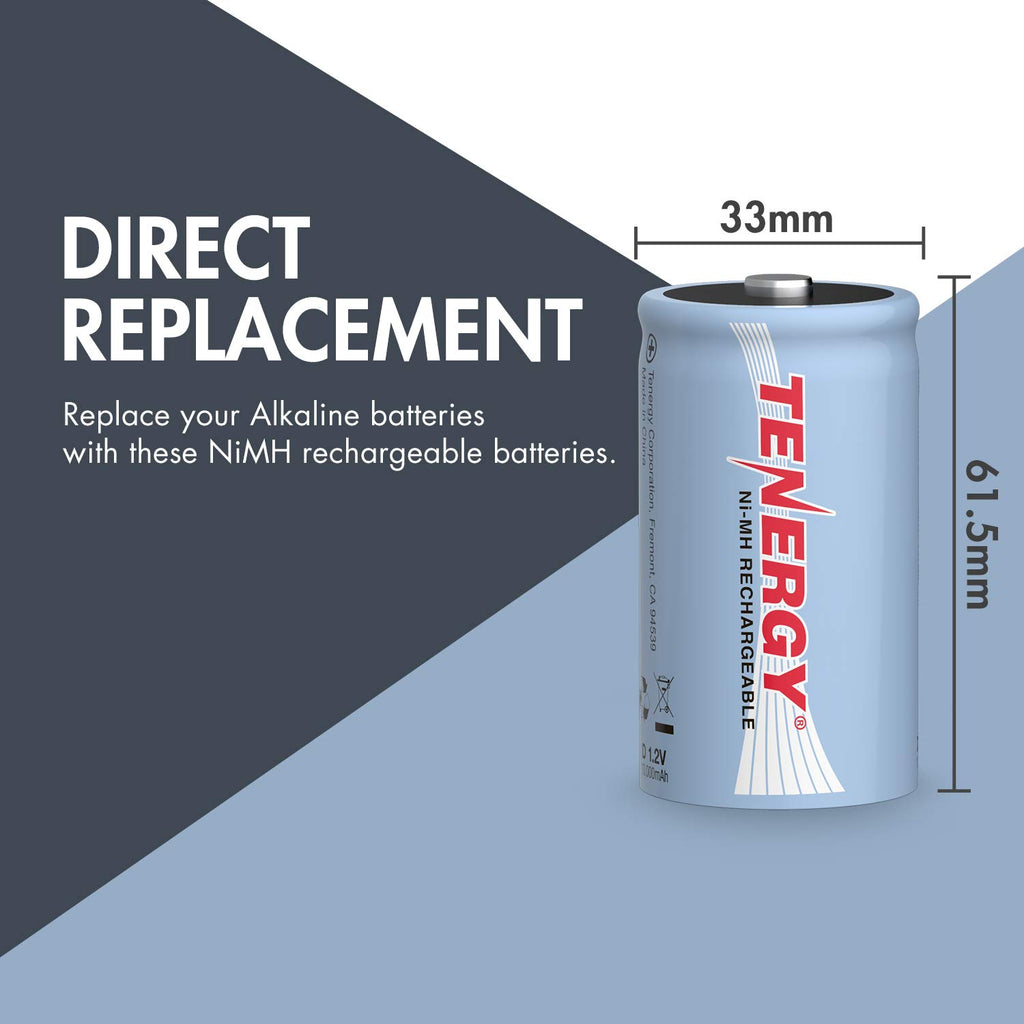 D Rechargeable Batteries 10000mAh NiMH 8-Pack C7014