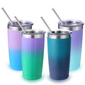 20oz Stainless Steel Insulated Tumbler with Lid and Straw 4 Pack Z8377