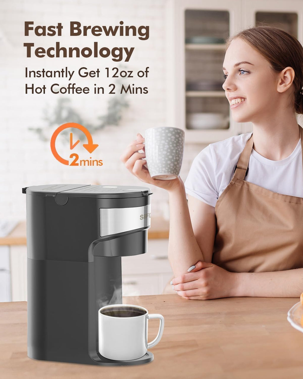 Single Serve Coffee Maker, K-Cup & Ground, Mini, BPA Free, Black M37576