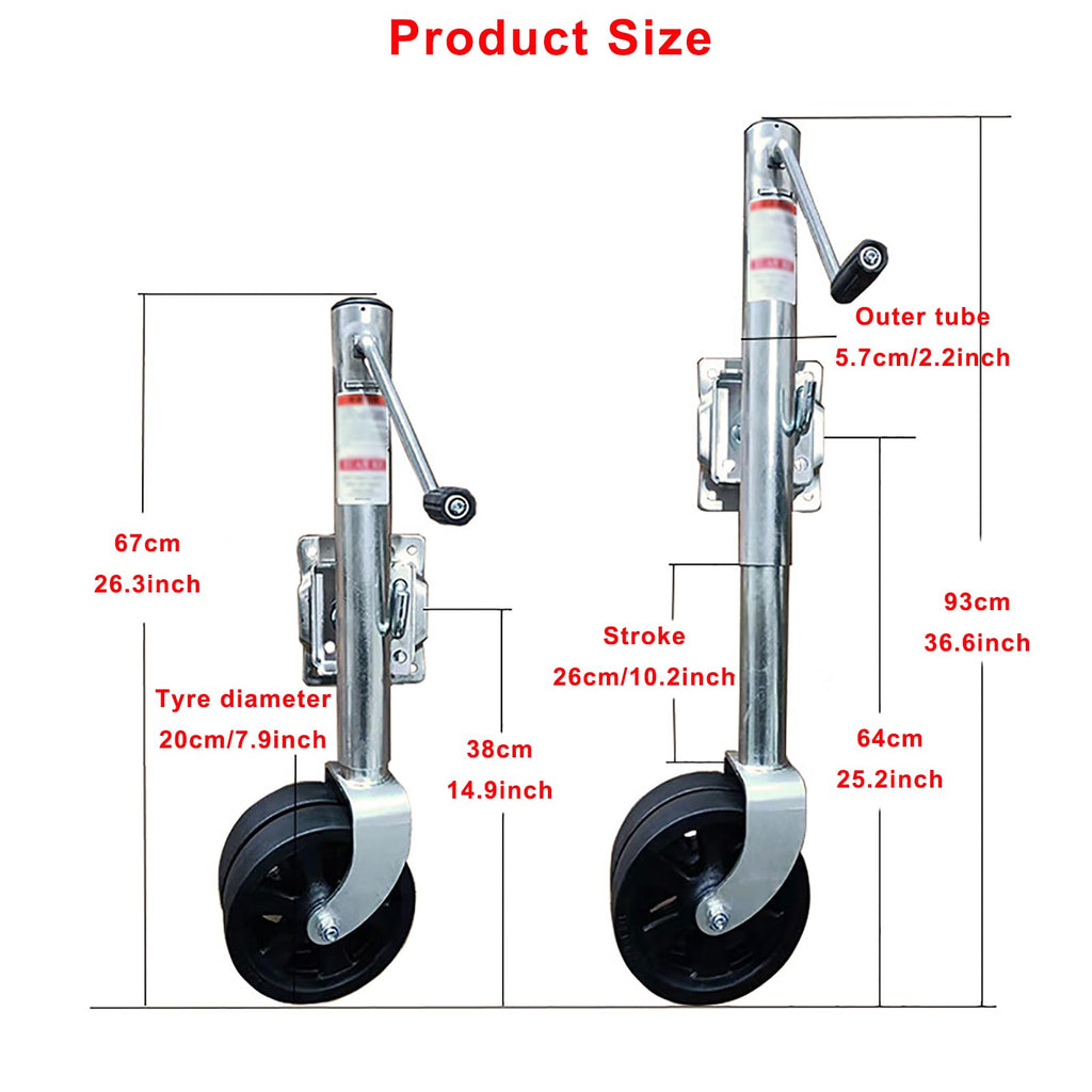 Heavy Duty Boat Trailer Jack with Dual Wheels, 2000lb Capacity, Side-Wind Crank, Swivel Design, Frosted Black Finish U95063