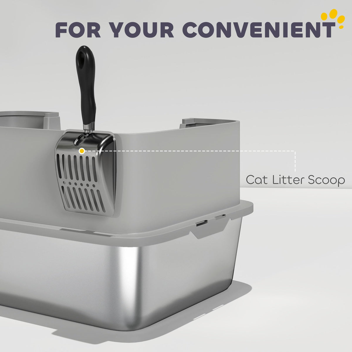 Stainless Steel Extra Large High Sided Litter Box with Scoop V347570