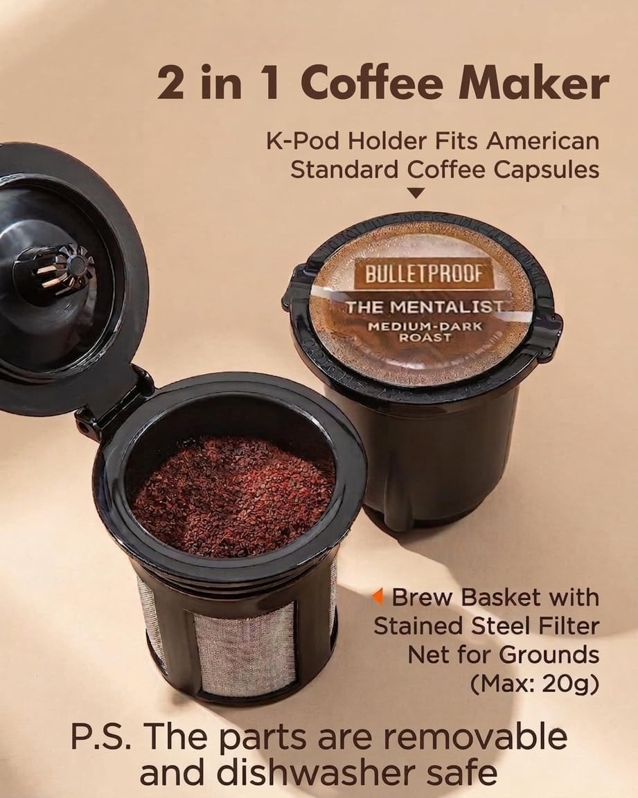 Single Serve Coffee Maker, K-Cup & Ground, Mini, BPA Free, Black M37576