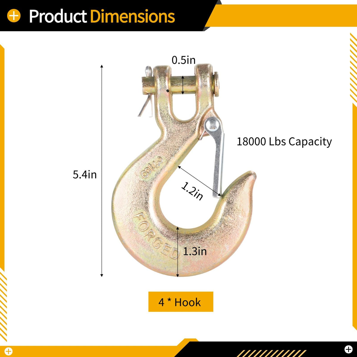 4-Pack 3/8-Inch Clevis Slip Hooks with Safety Latch L275