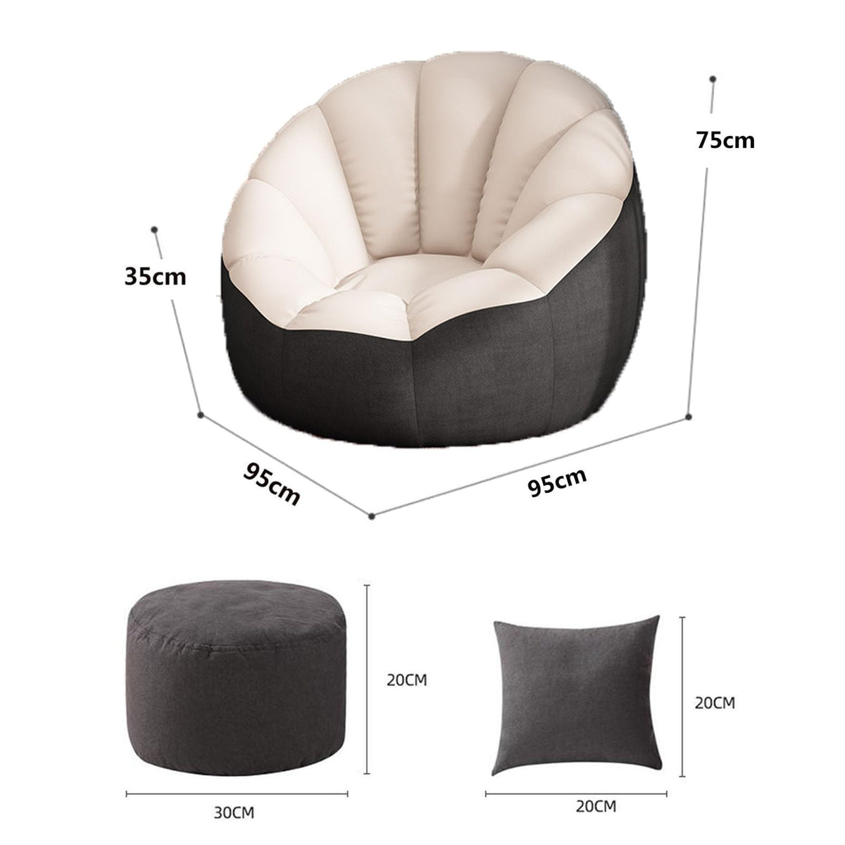 Soft Cotton Hemp Bean Bag Chair Cover White Gray Yellow H65585