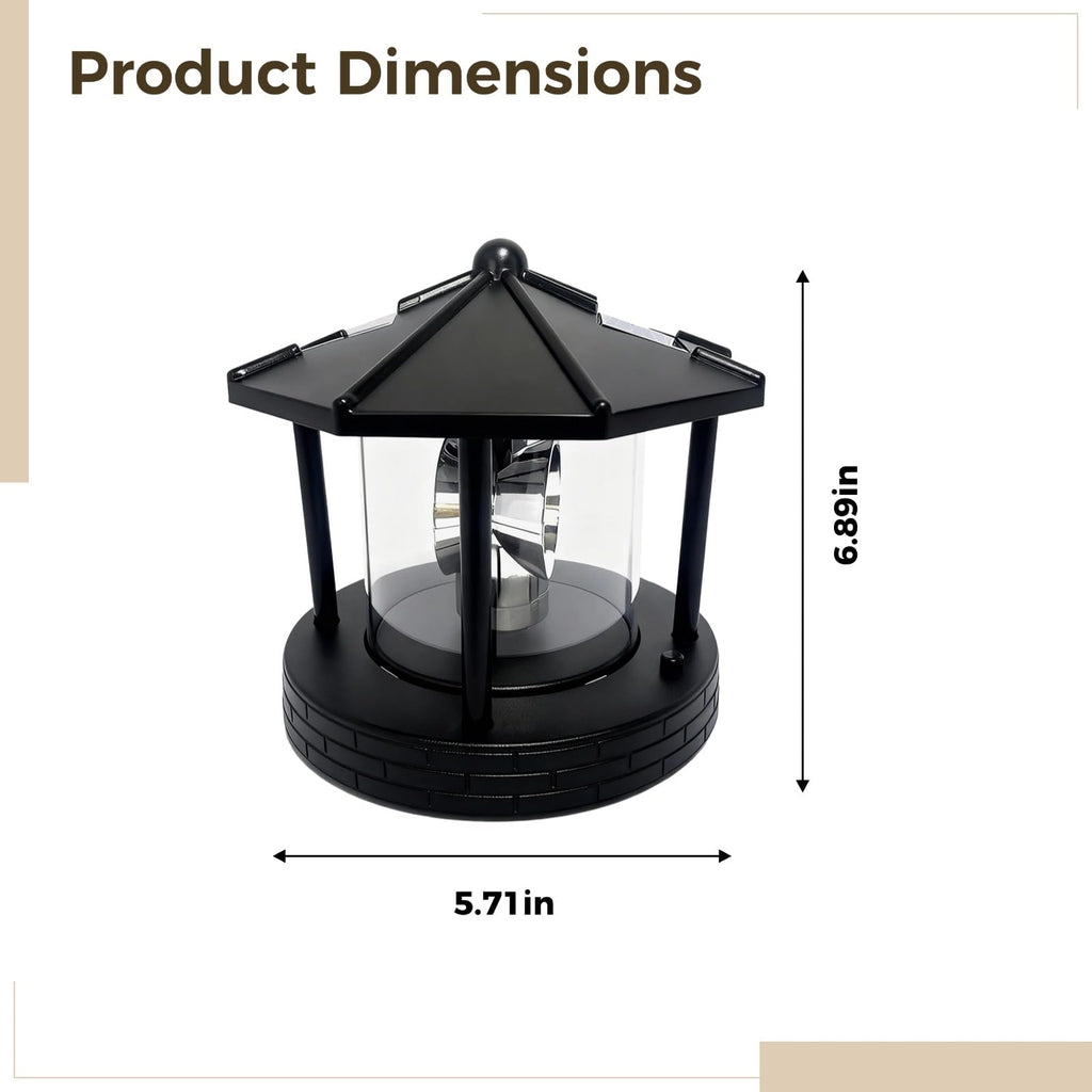Solar Lighthouse with Rotating Beacon, 5.7 x 5.7 x 6.9 in X751568