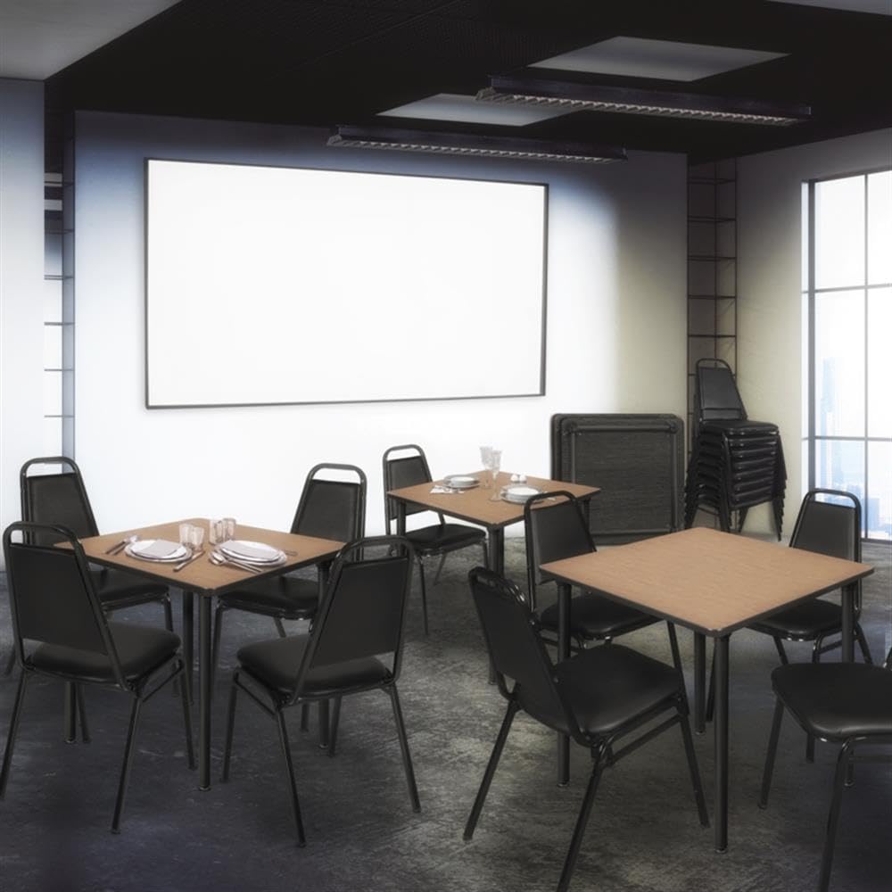 Square Folding Table with Black Tubular Steel Legs Q156