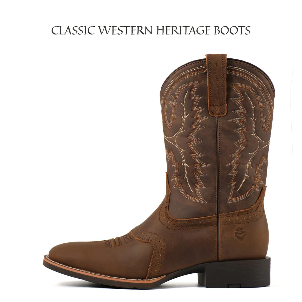 Western Cowboy Boots Square Toe with Embroidery Q738