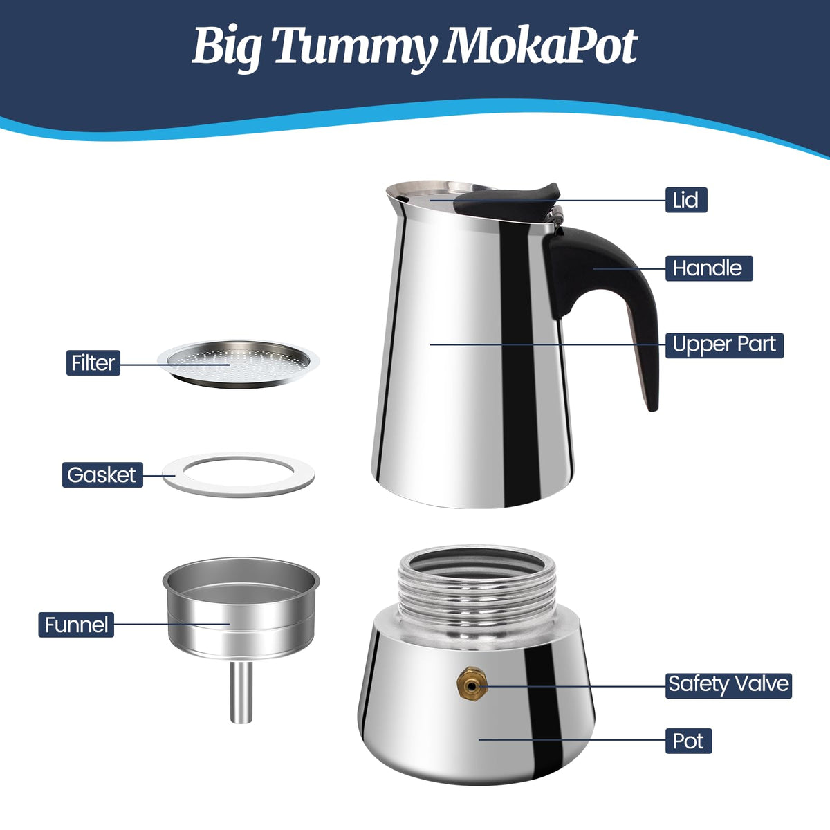 12 Cup Stainless Steel Moka Pot K293