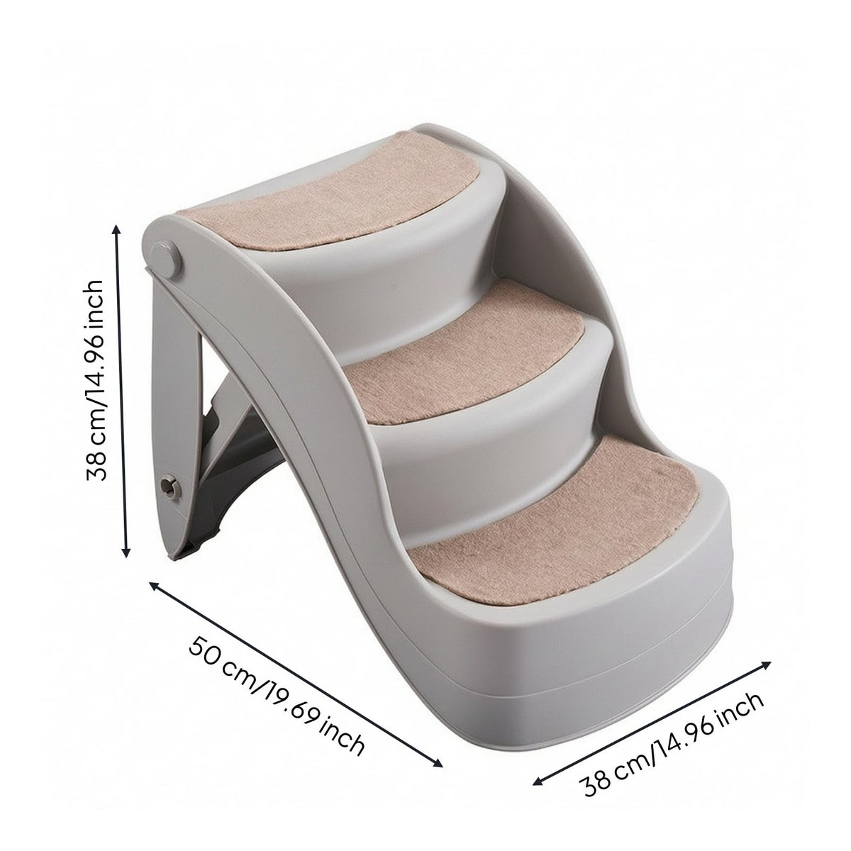 Three Step Pet Stairs with Non Slip Pads Lightweight PP Build A58631