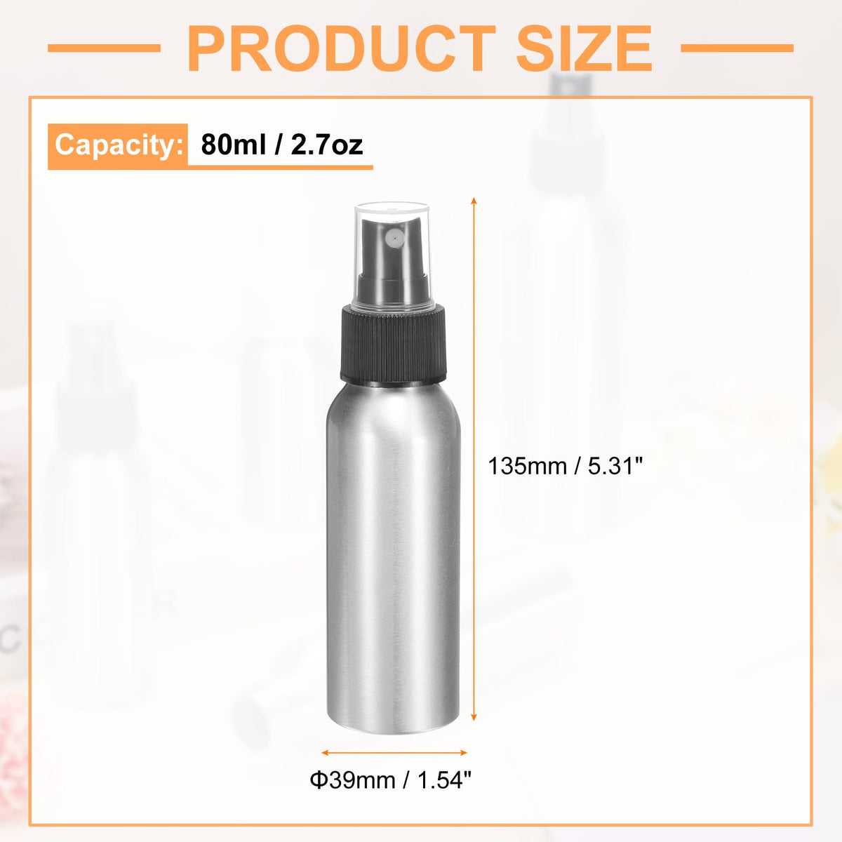 80ml Aluminum Fine Mist Spray Bottles O16684