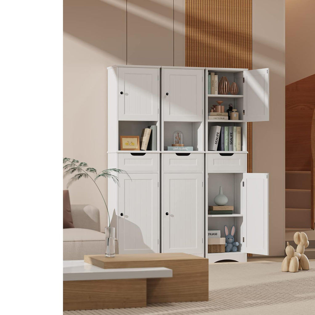 67” H Tall White Bathroom Storage Cabinet A674