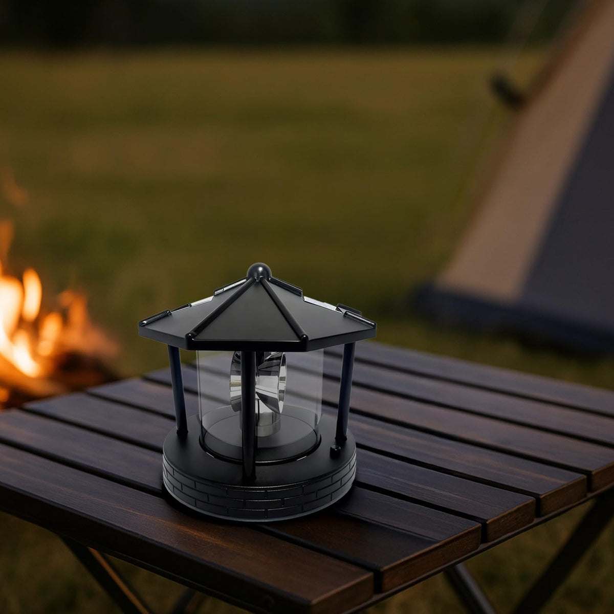 Solar Lighthouse with Rotating Beacon, 5.7 x 5.7 x 6.9 in X751568