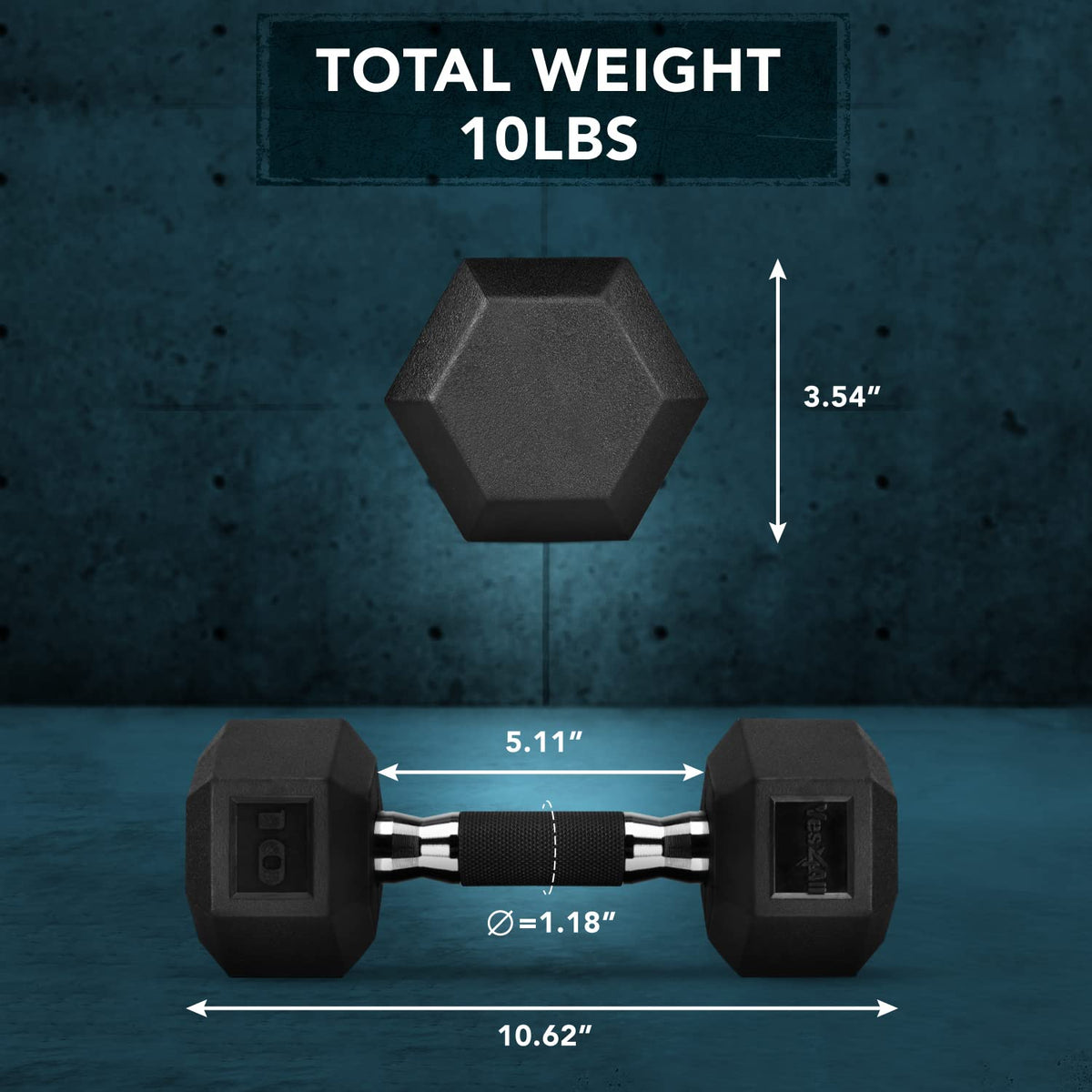 Rubber Grip Encased Hex Dumbbell Hand Weights Anti-Slip Q6572