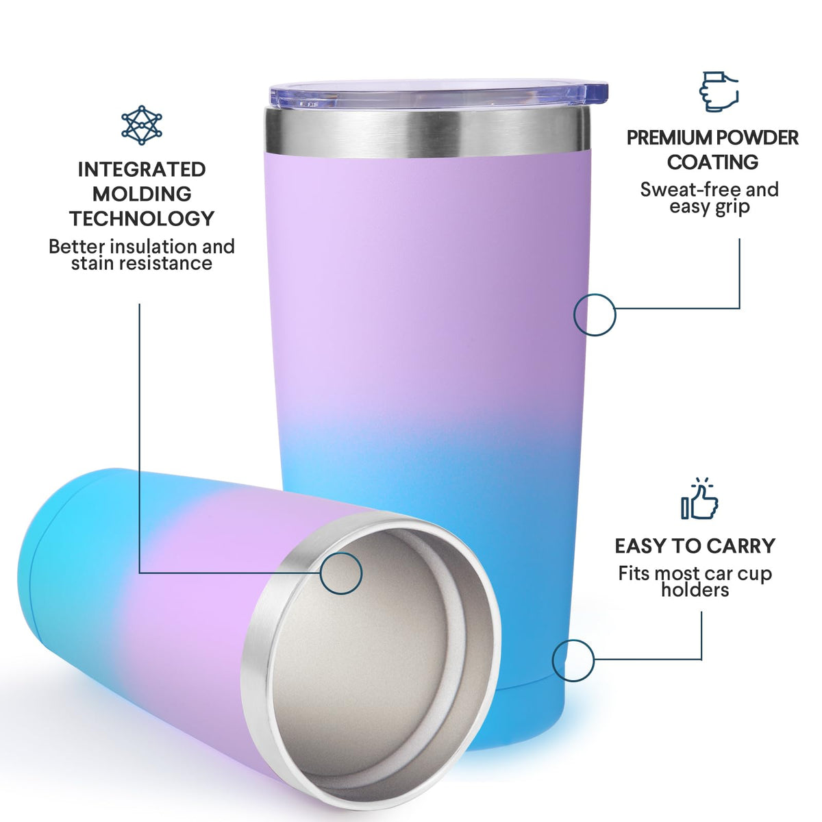 20oz Stainless Steel Insulated Tumbler with Lid and Straw 4 Pack Z8377