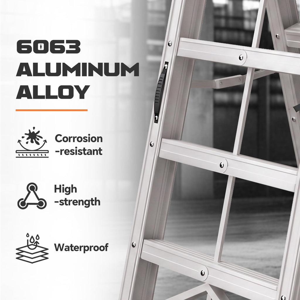 Aluminum Foldable 5-Step Ladder with Wide Anti-Slip Pedal P321