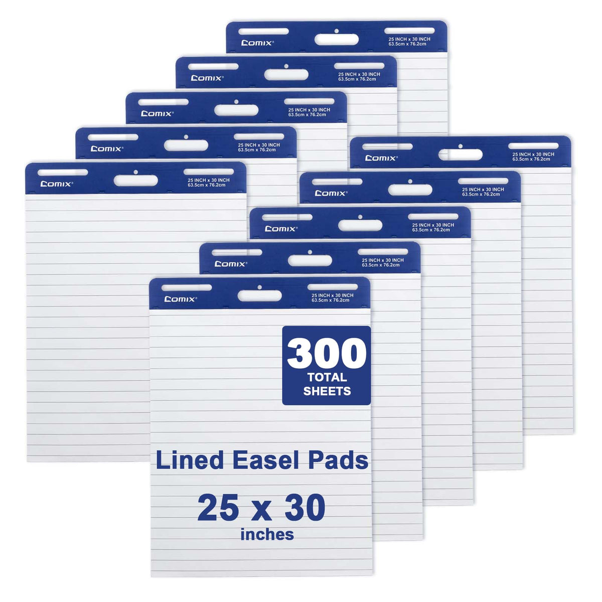 Lined Sticky Easel Pad, 25 x 30 In Flip Chart, 30 Sheets/Pad, 10 Pads O400
