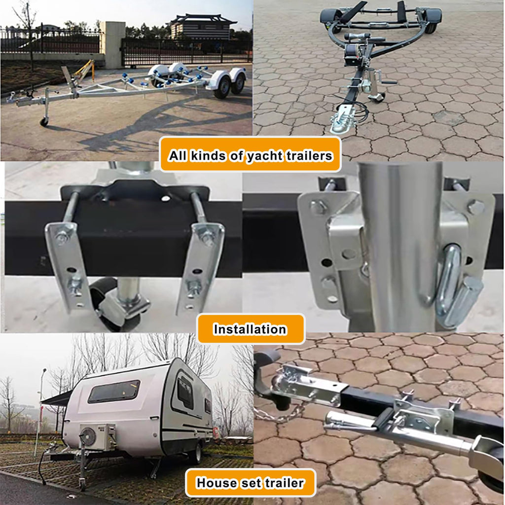 Heavy Duty Boat Trailer Jack with Dual Wheels, 2000lb Capacity, Side-Wind Crank, Swivel Design, Frosted Black Finish U95063