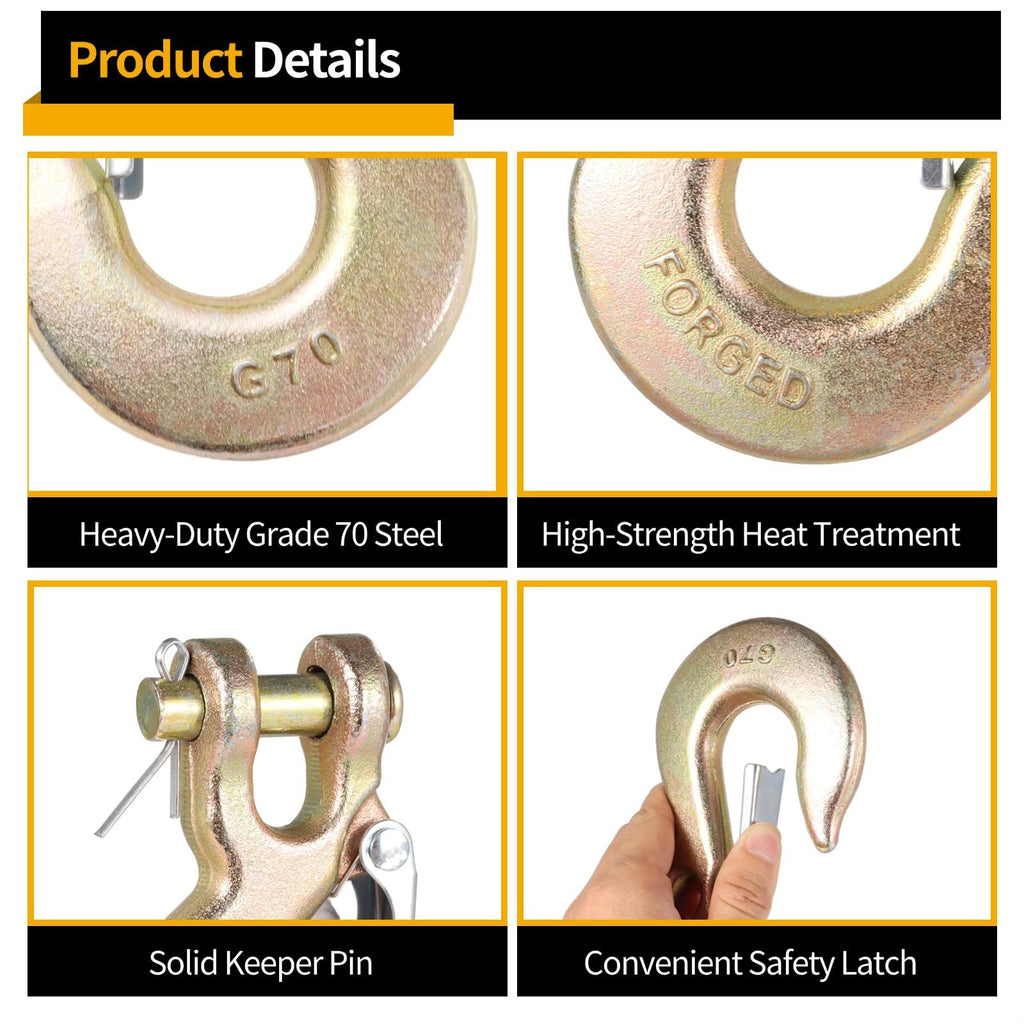 4-Pack 3/8-Inch Clevis Slip Hooks with Safety Latch L275