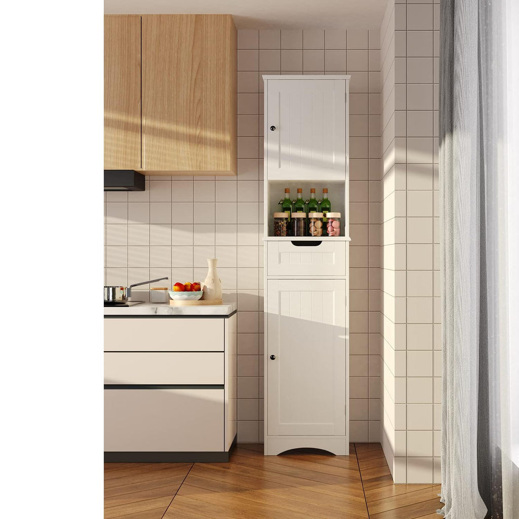 67” H Tall White Bathroom Storage Cabinet A674