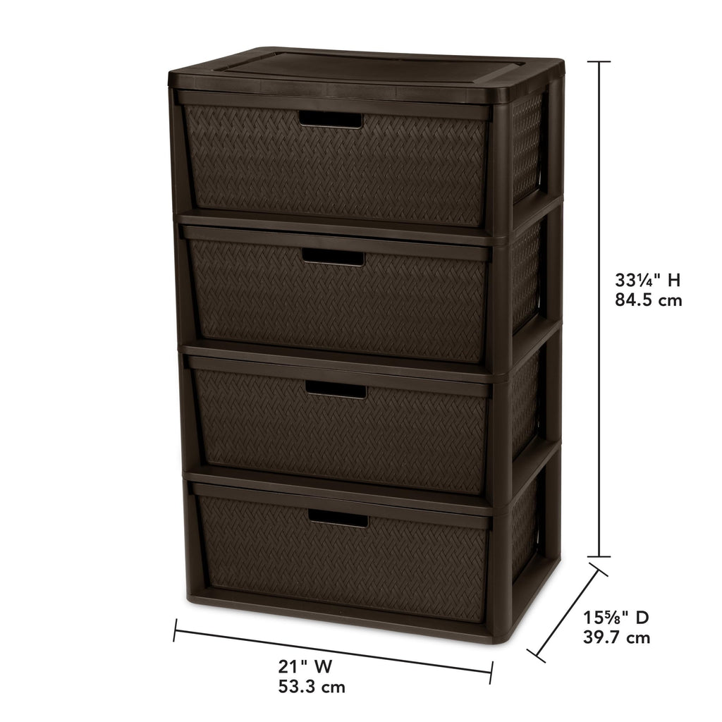 4 Drawer Brown Storage Tower with Removable Drawers A877