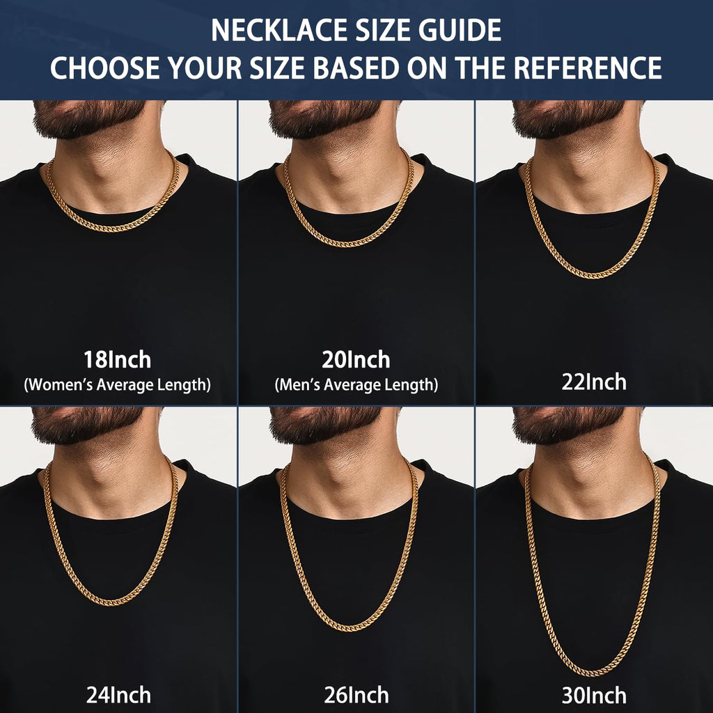 Cuban Link Chain 4mm 6mm 10mm 18K Gold Plated 316L Stainless Steel Necklace H3135