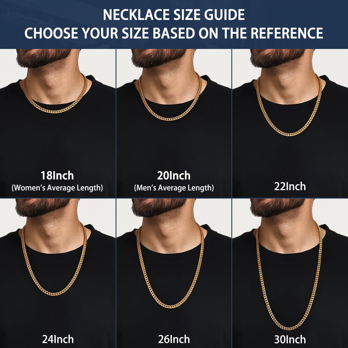 Cuban Link Chain 4mm 6mm 10mm 18K Gold Plated 316L Stainless Steel Necklace H3135