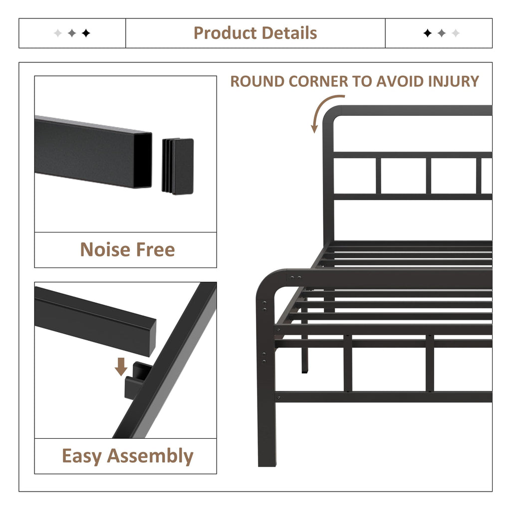Twin Platform Bed Frame with Headboard and Footboard S6635