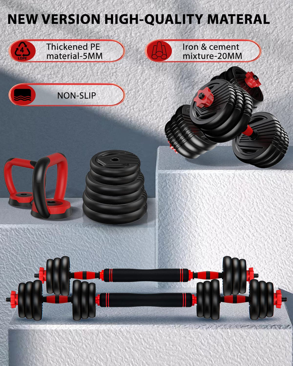 Adjustable Dumbbell Set 4 in 1 Free Weights H996241