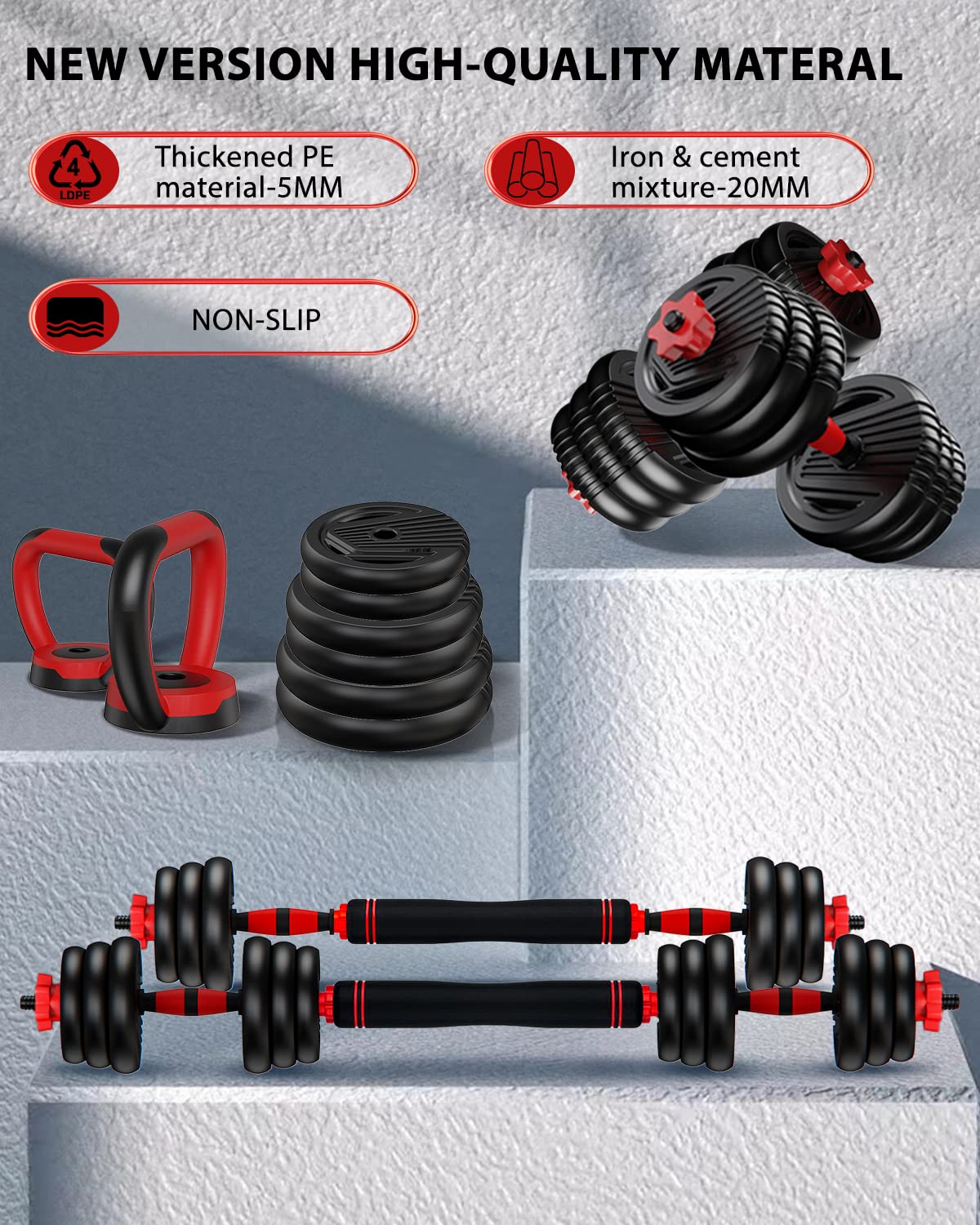 Adjustable Dumbbell Set 4 in 1 Free Weights H996241