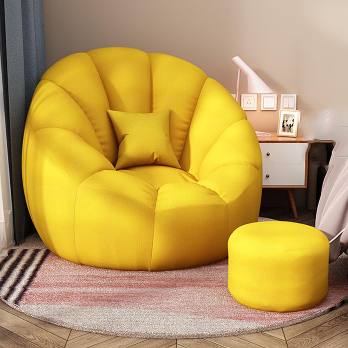 Soft Cotton Hemp Bean Bag Chair Cover White Gray Yellow H65585